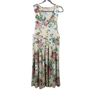 Vintage Pam's Closet Pinafore Jumper Midi Dress Small Floral Print Sleeveless